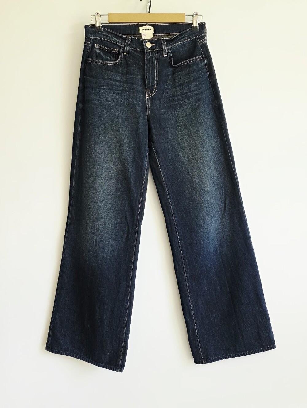 L'AGENCE Alicent High Rise Dark Indigo Wide-Leg Jeans Women's Size 25